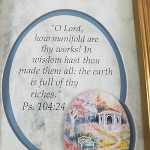 Framed Picture Psalms 104:24 Blue/White 8” x 6” Landscape Wall Decor Bible